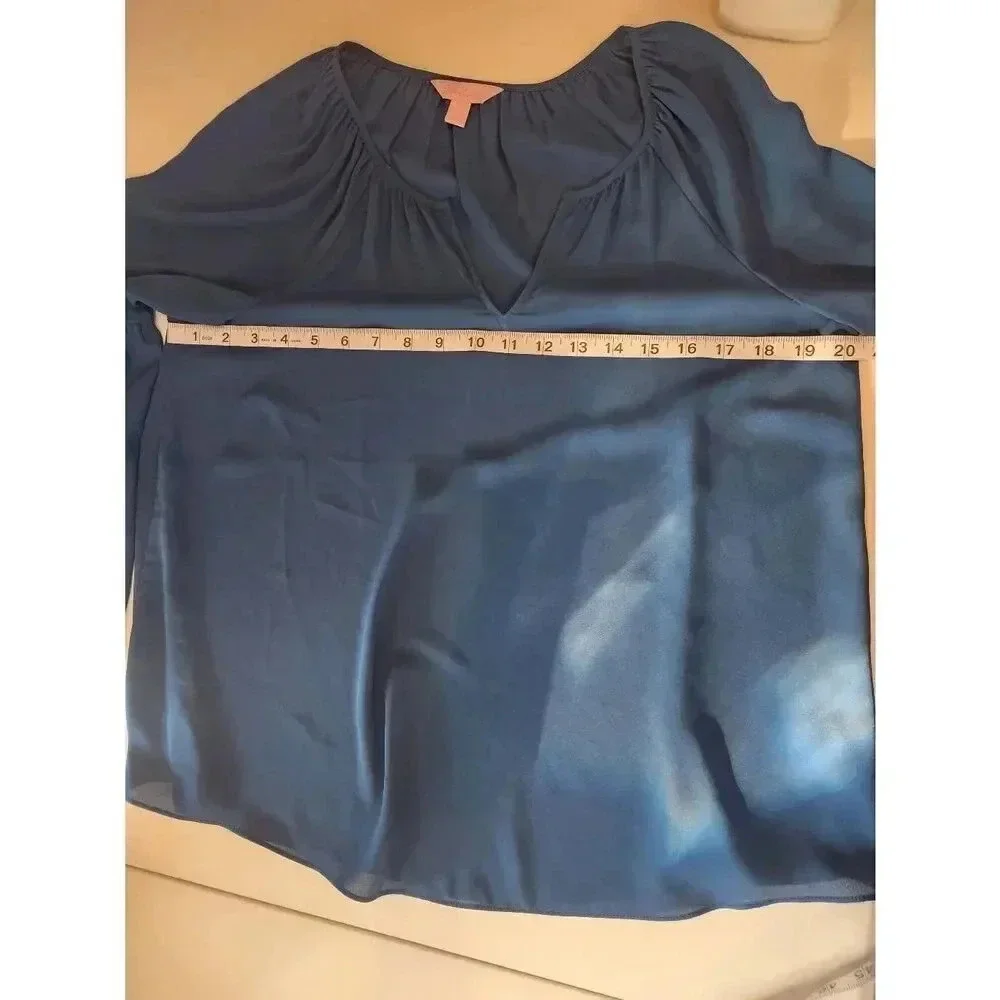 Lilly Pulitzer Charleigh Blouse Top Long Sleeve Blue Size Small